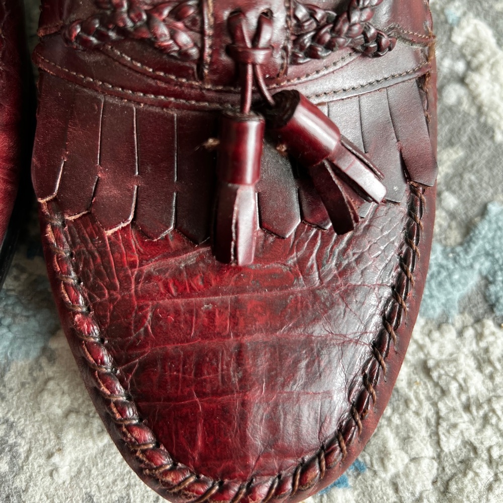 Giorgio Brutini Maroon crocodile Tassel Loafers - Picture 5 of 9